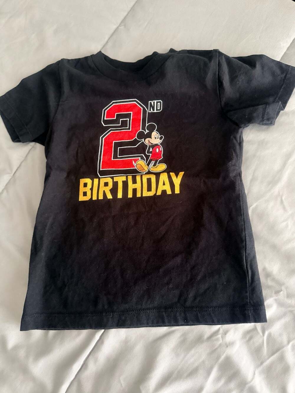 Port & Company Disney Mickey Mouse 2nd Birthday T-Shirt 3T Toddler Black Cotton